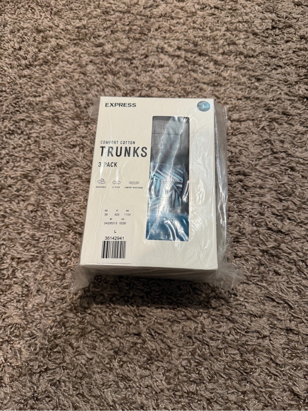 Express 3-Pack Comfort Cotton Trunks - Blue & Gray